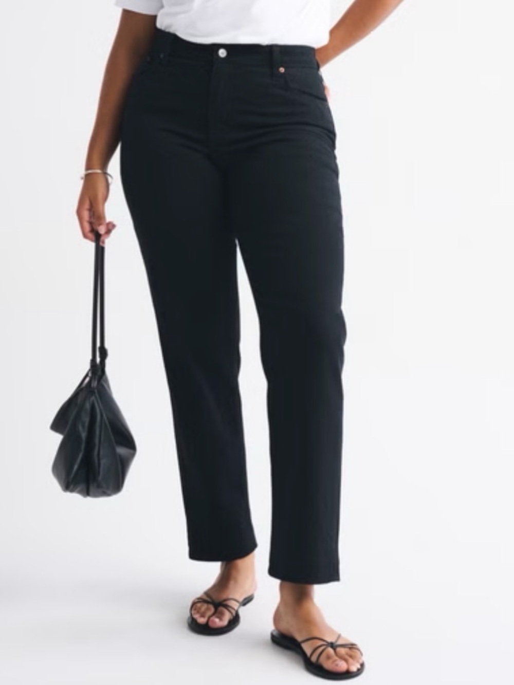 Abercrombie & Fitch Curve Love Mid Rise Black 90s Straight Jean